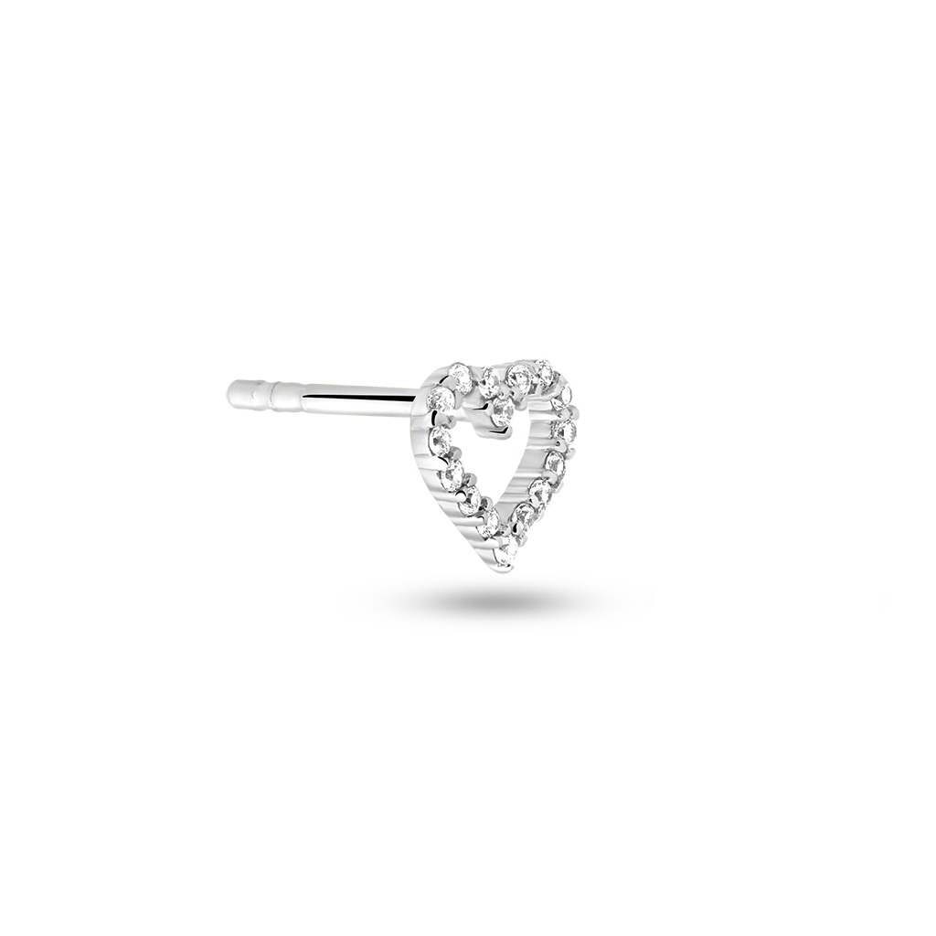 SINGLE OPEN HEART STUD SILBER