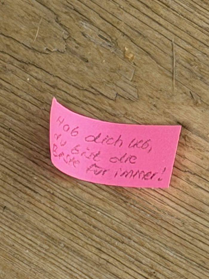 Handschrift auf farbigem Notizzettel