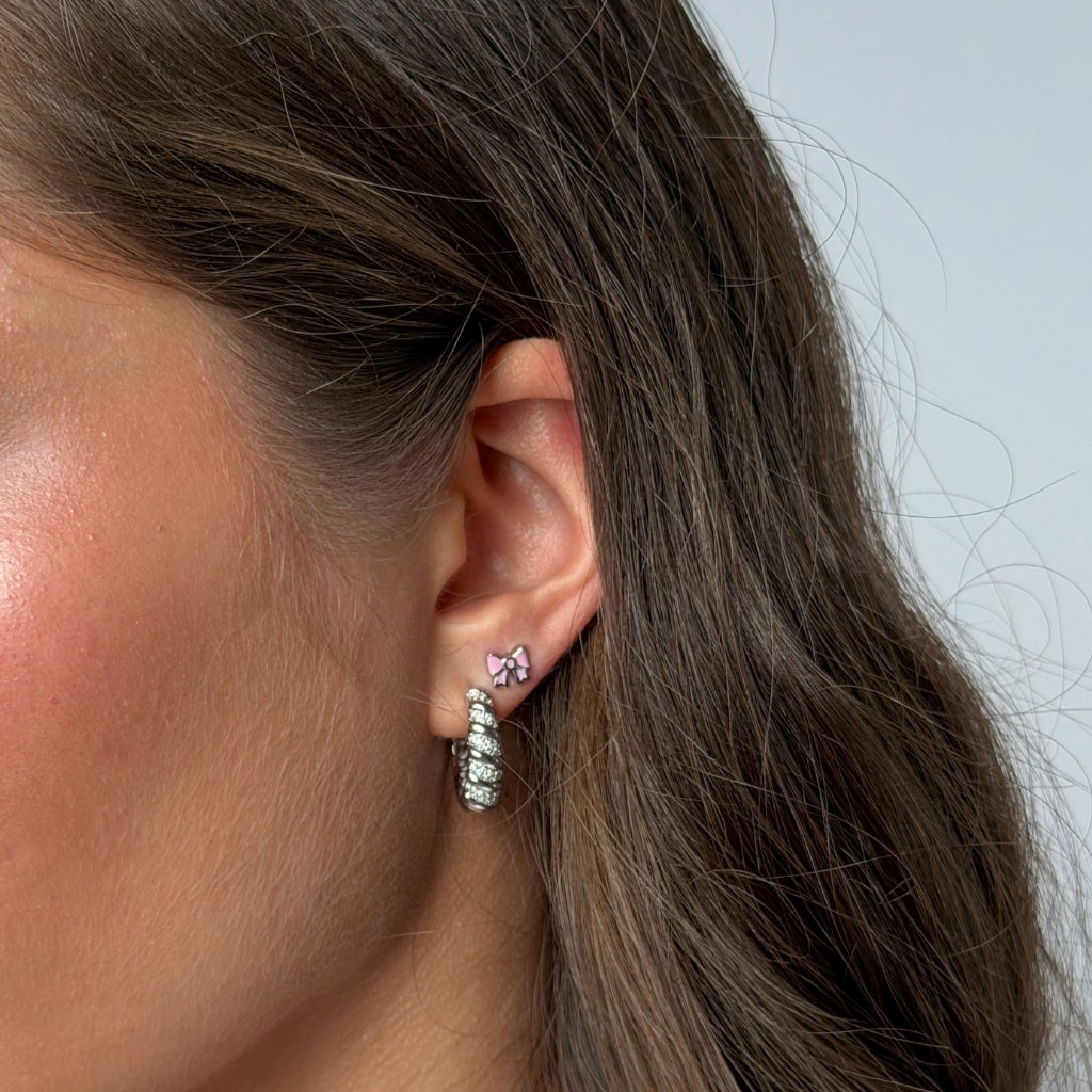 SHINY CROISSANT HOOPS CLASSIC SILBER