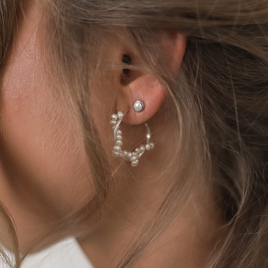 Braided Pearl Hoops Silber Pearl Studs Fafe Collection