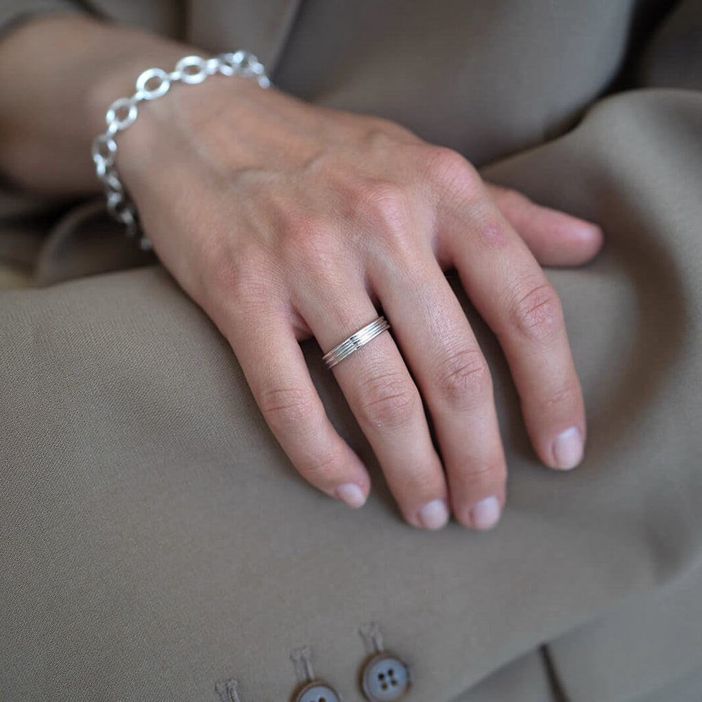 cirlce-ring-chunky-bracelet-silber