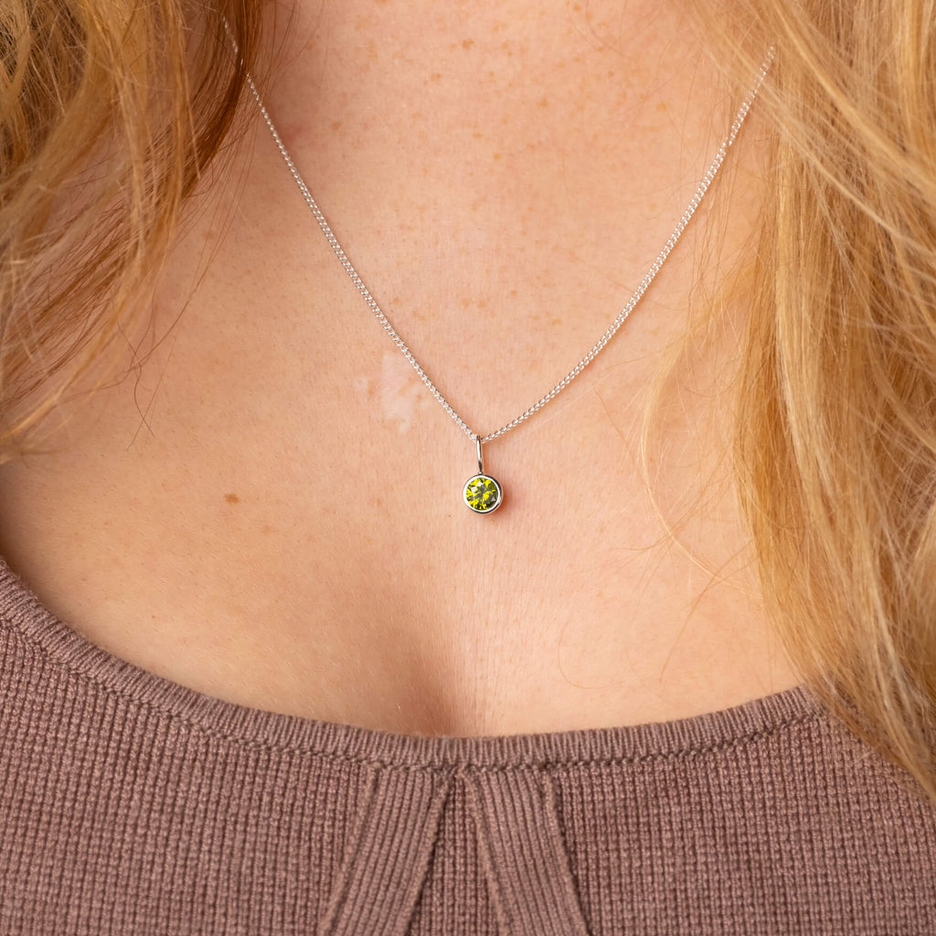 classic-necklace-charm-green-basic-chain-silber